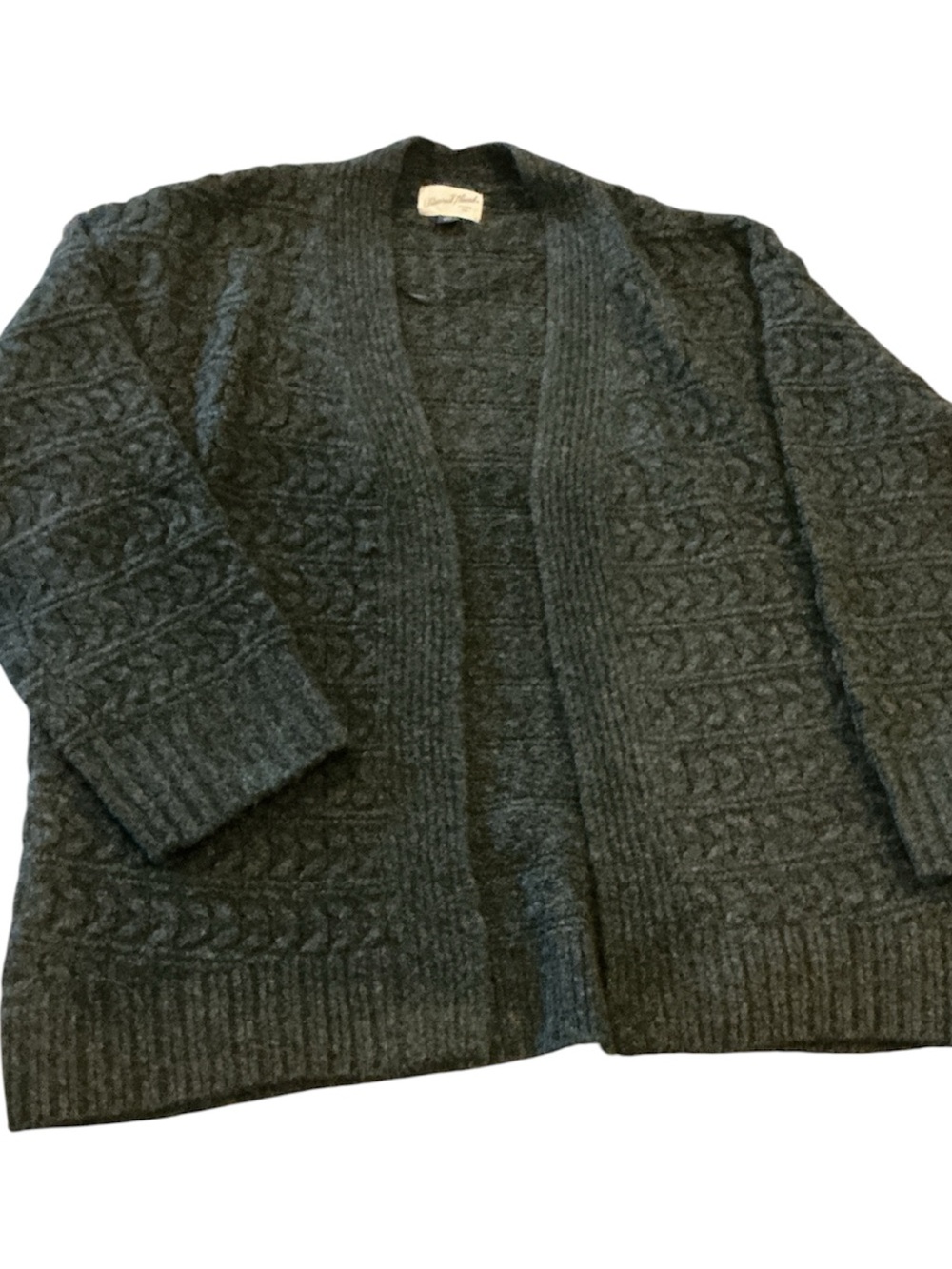 Chunky Cable Knit Open Cardigan Sweater - Dark Gray